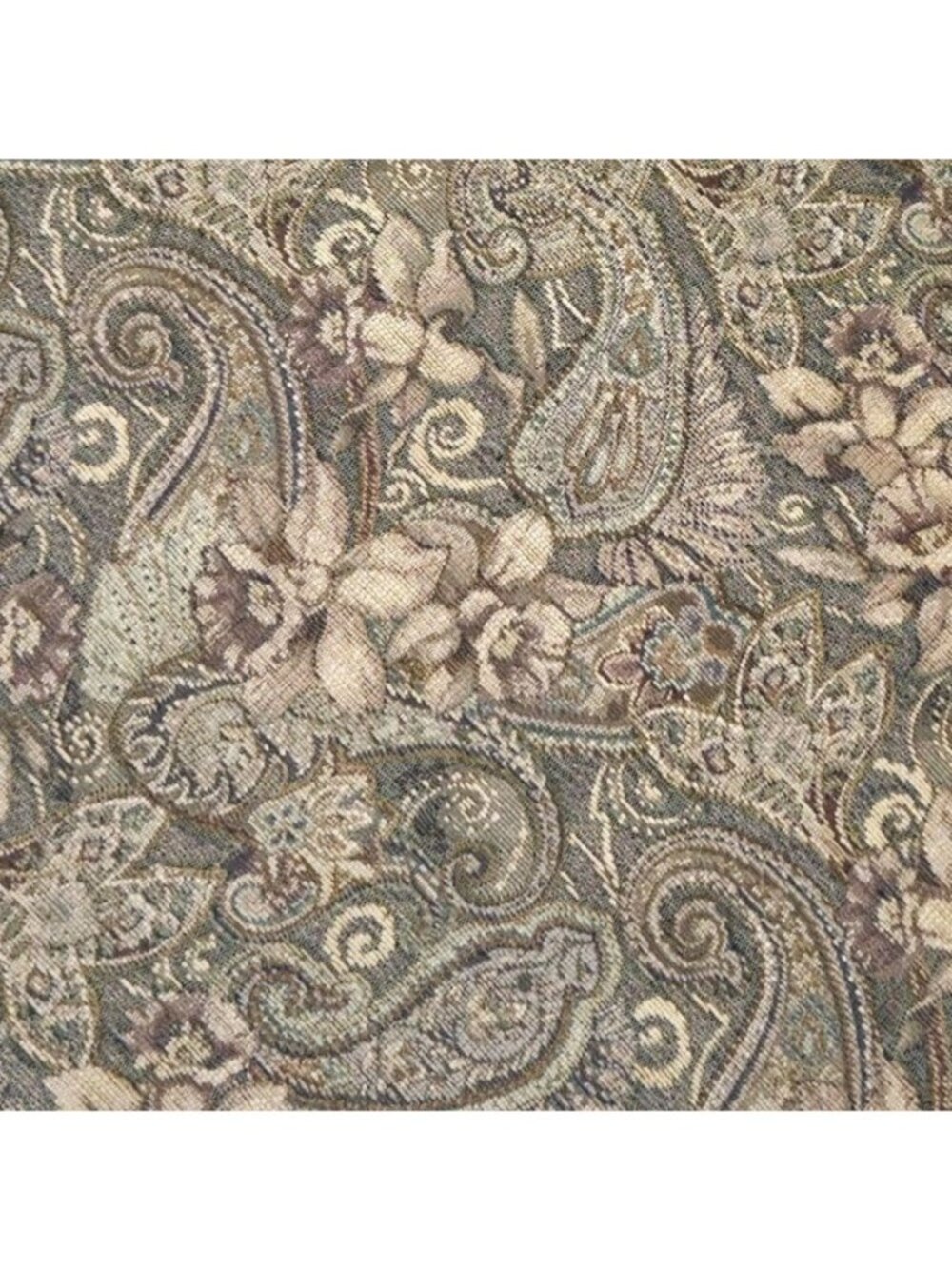 Floral Daffodil Paisley Upholstery Fabric Beige Green Tapestry 7 Yards 57 Inches - Picture 2 of 5